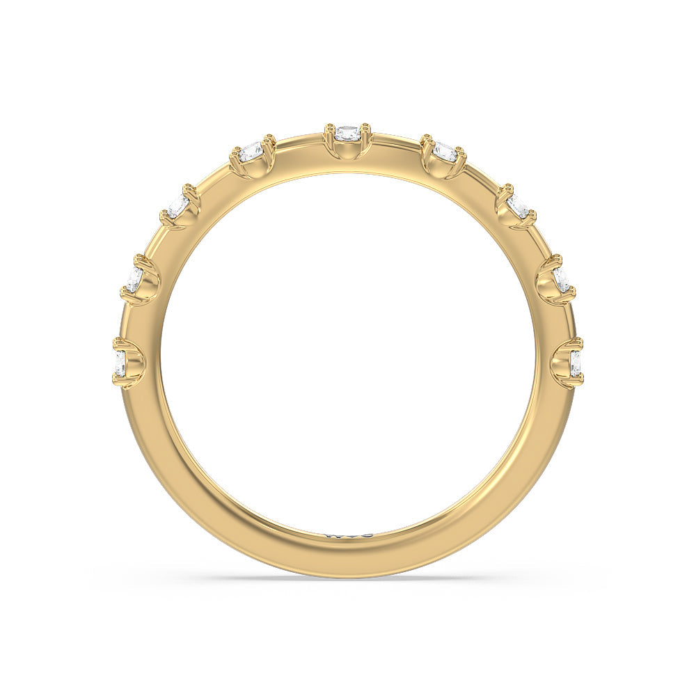 Fancy Pave Halo Diamond Wedding Band with 18KT Yellow Gold Cut Diamond in 14KT Yellow Gold view 2

