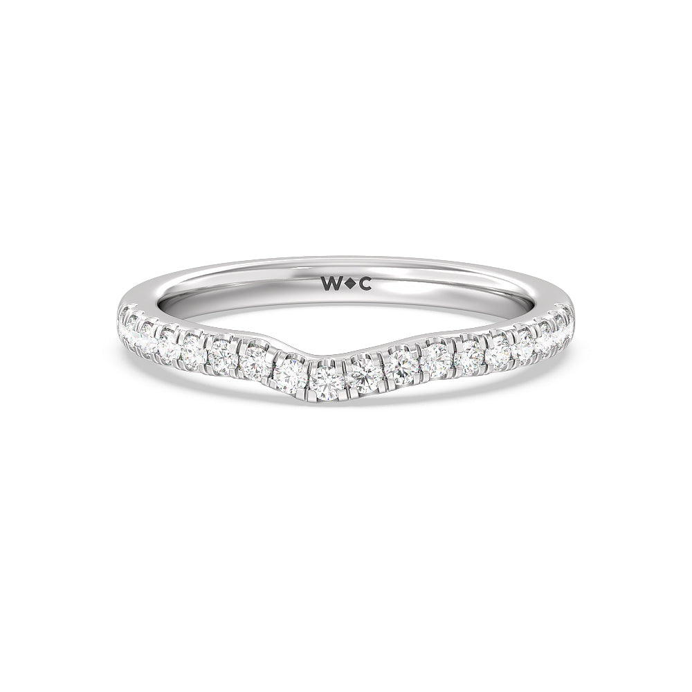 Amulet Diamond Wedding Band with Platinum Cut Diamond in 14KT Platinum view 1
