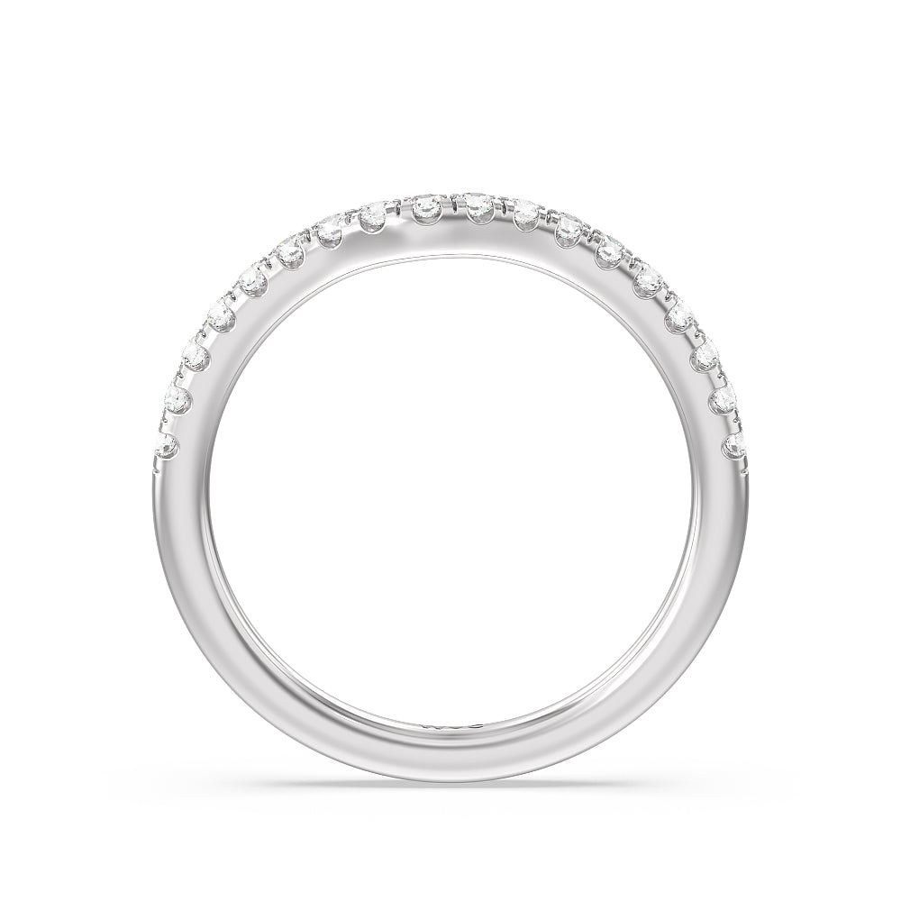Amulet Diamond Wedding Band with Platinum Cut Diamond in 14KT Platinum view 2
