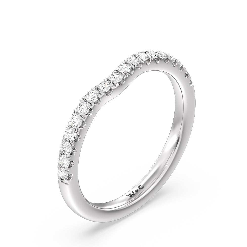 Amulet Diamond Wedding Band with Platinum Cut Diamond in 14KT Platinum view 4
