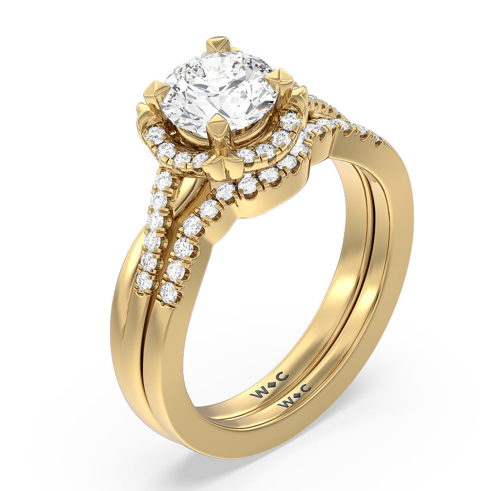 Wave Halo Engagement Ring with Oval Cut Diamond in 14KT Rose Gold view 5
