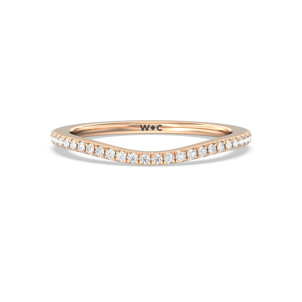 Flutter Diamond Wedding Band with 18KT Rose Gold Cut Diamond in 14KT Rose Gold view 1
