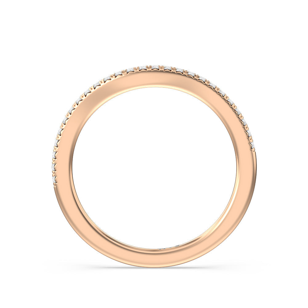 Flutter Diamond Wedding Band with 18KT Rose Gold Cut Diamond in 14KT Rose Gold view 2
