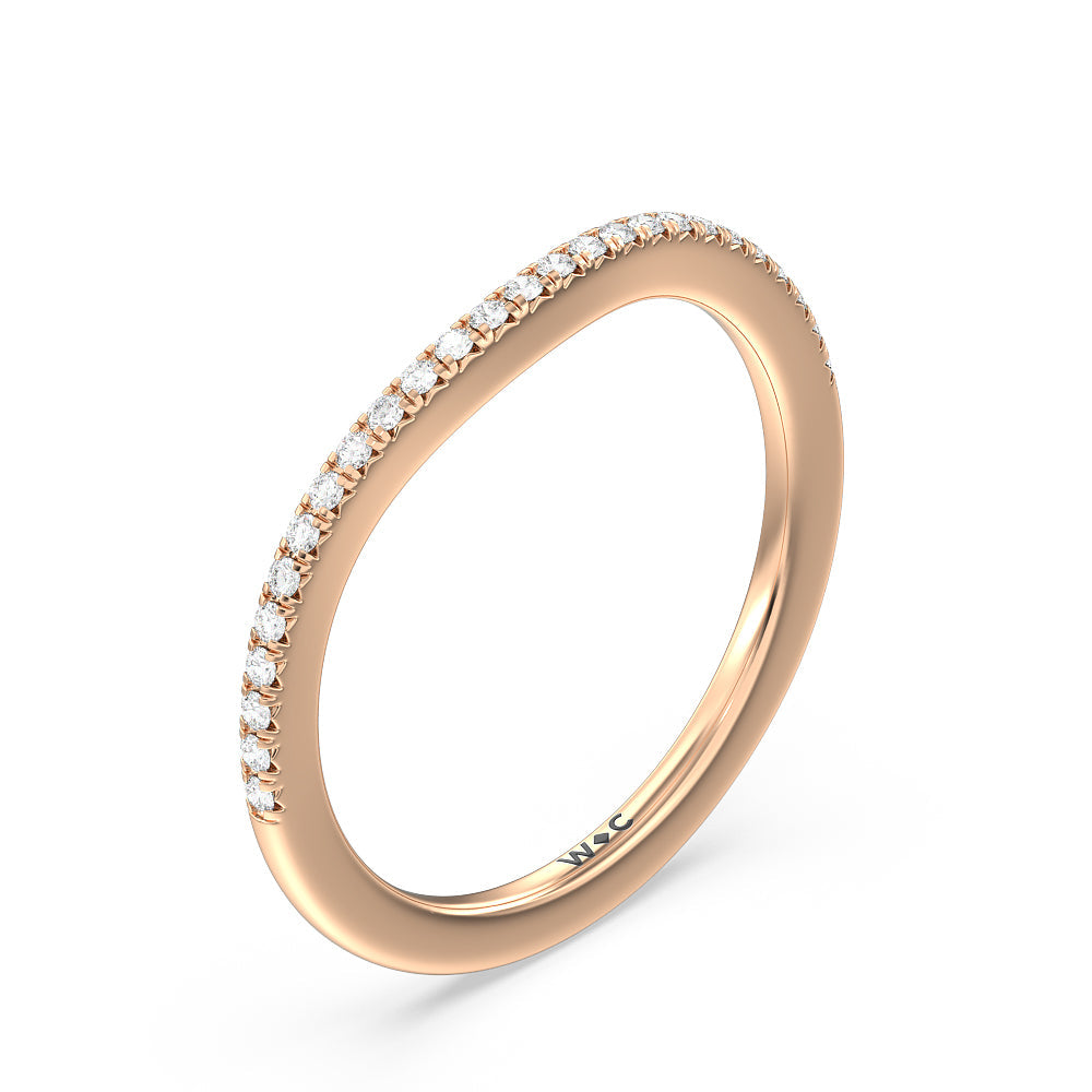 Flutter Diamond Wedding Band with 18KT Rose Gold Cut Diamond in 14KT Rose Gold view 4
