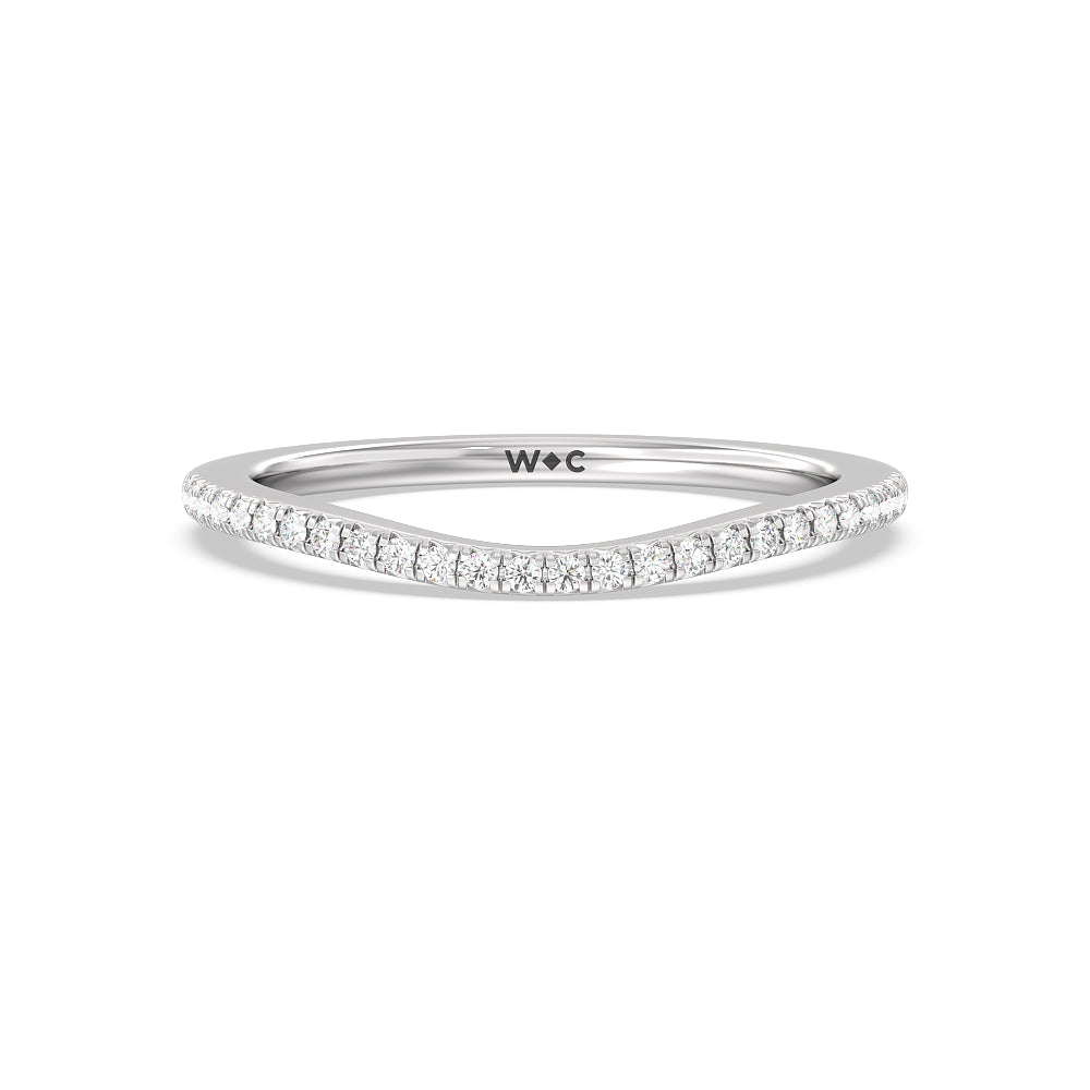 Flutter Diamond Wedding Band with Platinum Cut Diamond in 14KT Platinum view 1
