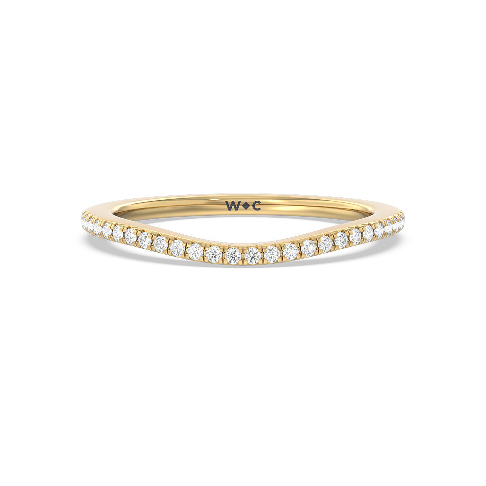 Flutter Diamond Wedding Band with 18KT Yellow Gold Cut Diamond in 14KT Yellow Gold view 1
