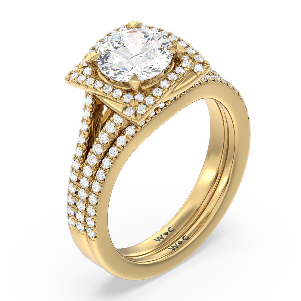 Flutter Diamond Wedding Band with 18KT Yellow Gold Cut Diamond in 14KT Yellow Gold view 3
