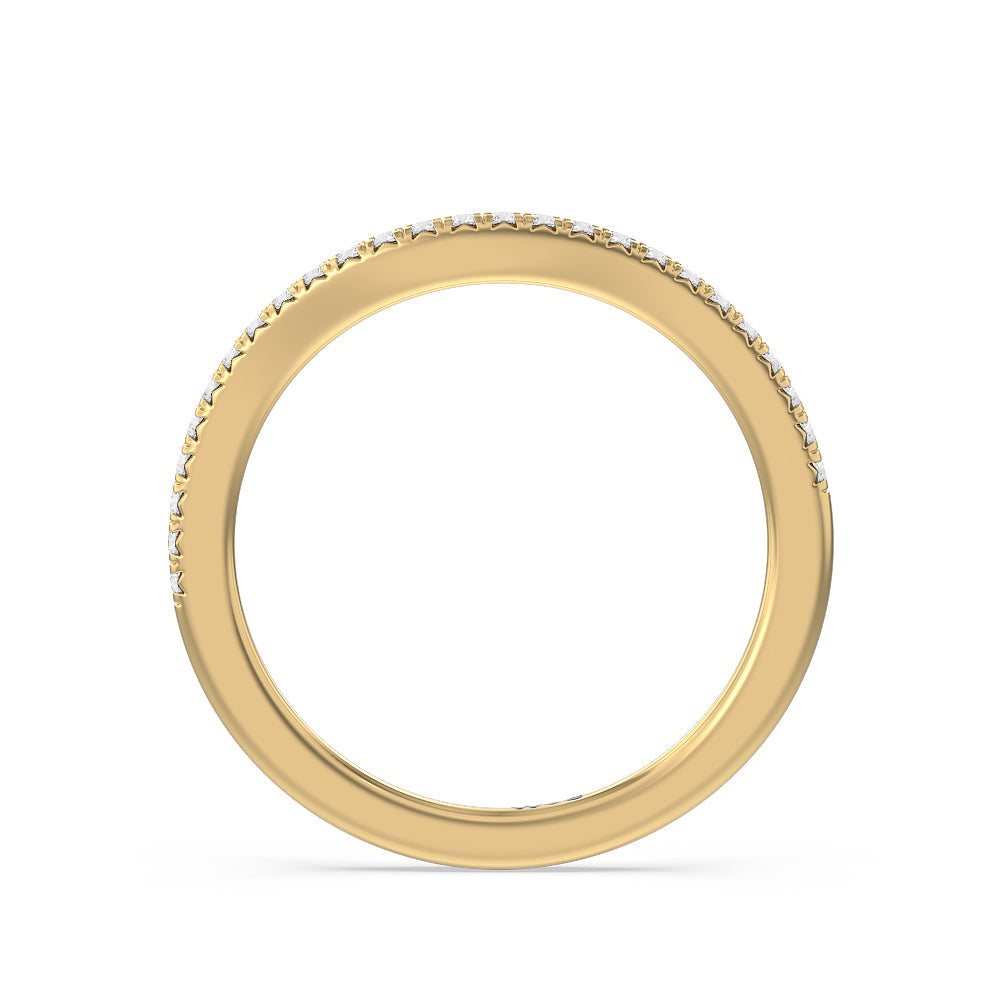 Flutter Diamond Wedding Band with 18KT Yellow Gold Cut Diamond in 14KT Yellow Gold view 2
