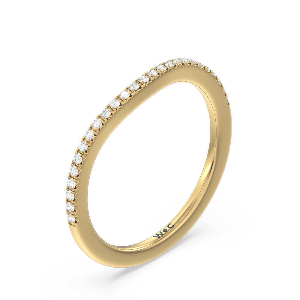 Flutter Diamond Wedding Band with 18KT Yellow Gold Cut Diamond in 14KT Yellow Gold view 4
