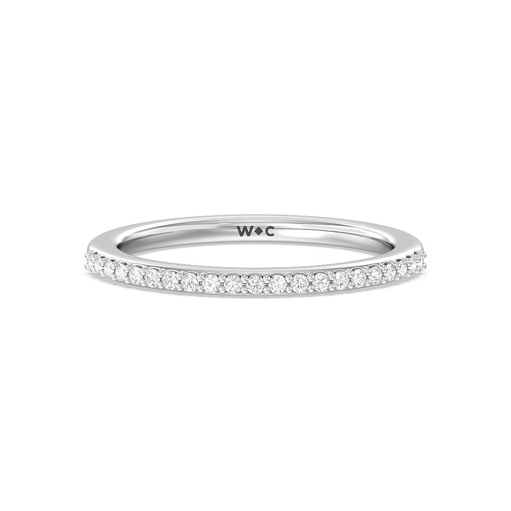 Fine Line Hidden Halo Diamond Wedding Band with Platinum Cut Diamond in 14KT Platinum view 1
