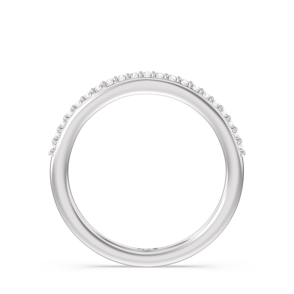 Fine Line Hidden Halo Diamond Wedding Band with Platinum Cut Diamond in 14KT Platinum view 2
