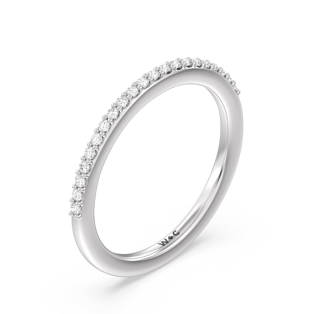 Fine Line Hidden Halo Diamond Wedding Band with Platinum Cut Diamond in 14KT Platinum view 4
