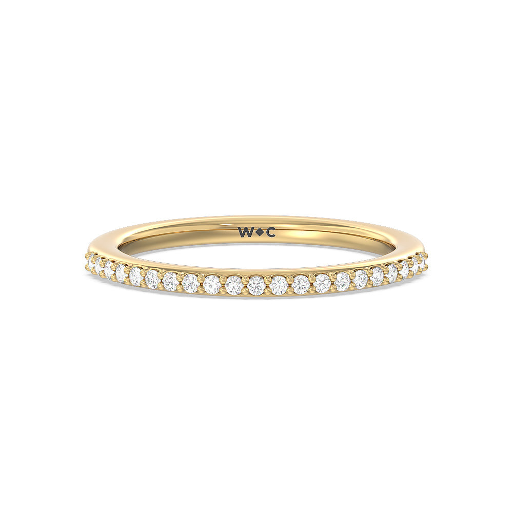Fine Line Hidden Halo Diamond Wedding Band with 18KT Yellow Gold Cut Diamond in 14KT Yellow Gold view 1
