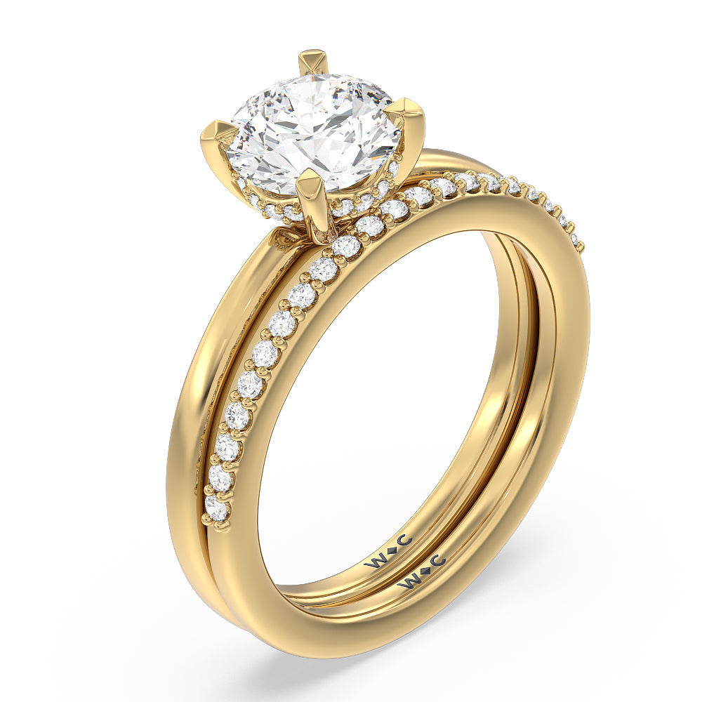 Fine Line Hidden Halo Engagement Ring with Oval Cut Diamond in 14KT Rose Gold view 5

