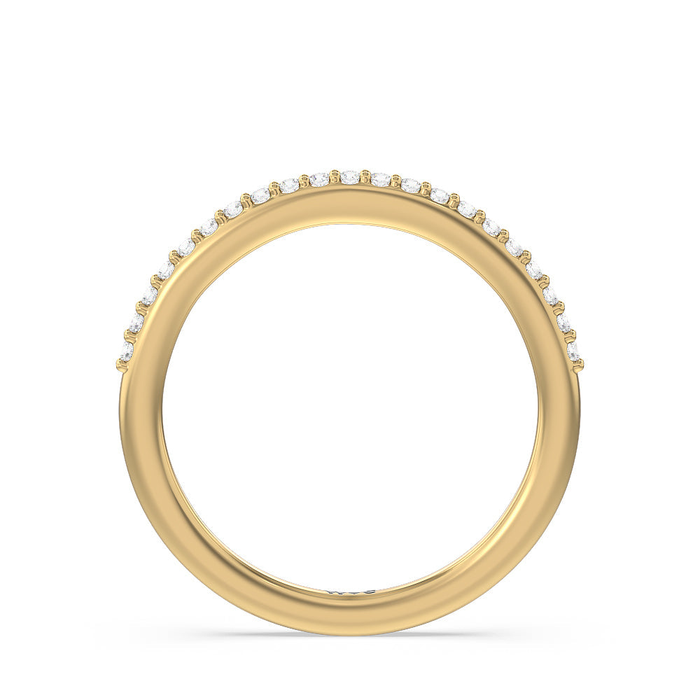 Fine Line Hidden Halo Diamond Wedding Band with 18KT Yellow Gold Cut Diamond in 14KT Yellow Gold view 2
