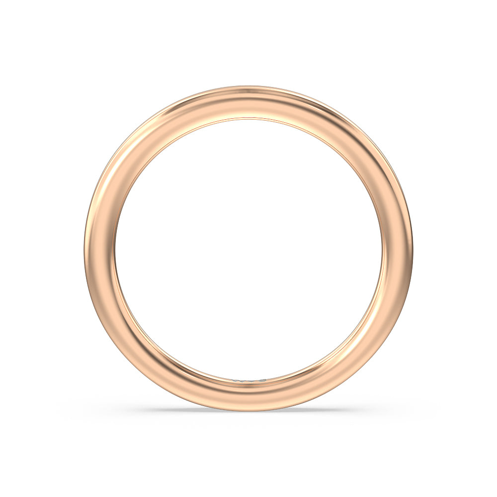 Fine Line Hidden Halo Wedding Band with 18KT Rose Gold Cut Diamond in 14KT Rose Gold view 2
