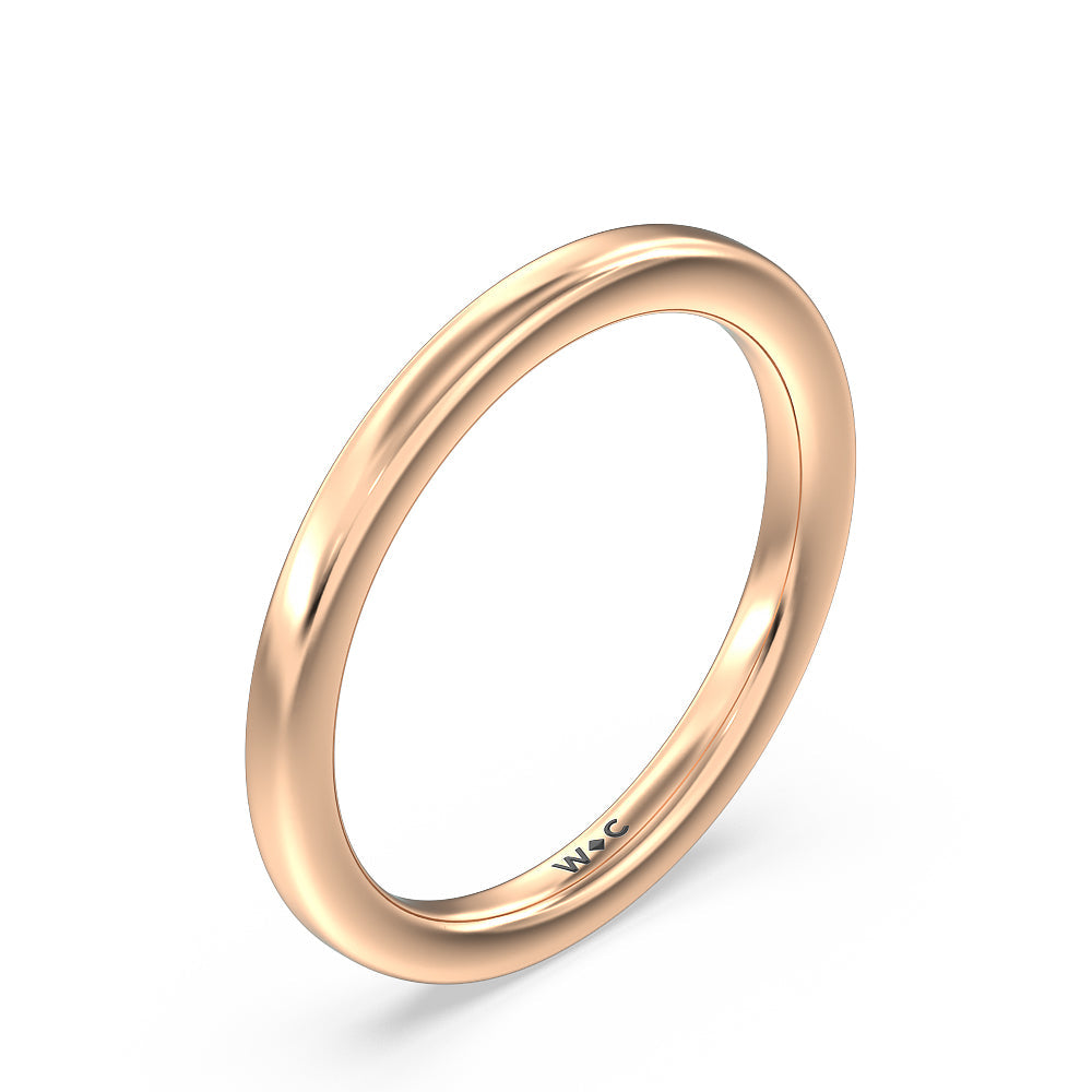 Fine Line Hidden Halo Wedding Band with 18KT Rose Gold Cut Diamond in 14KT Rose Gold view 4
