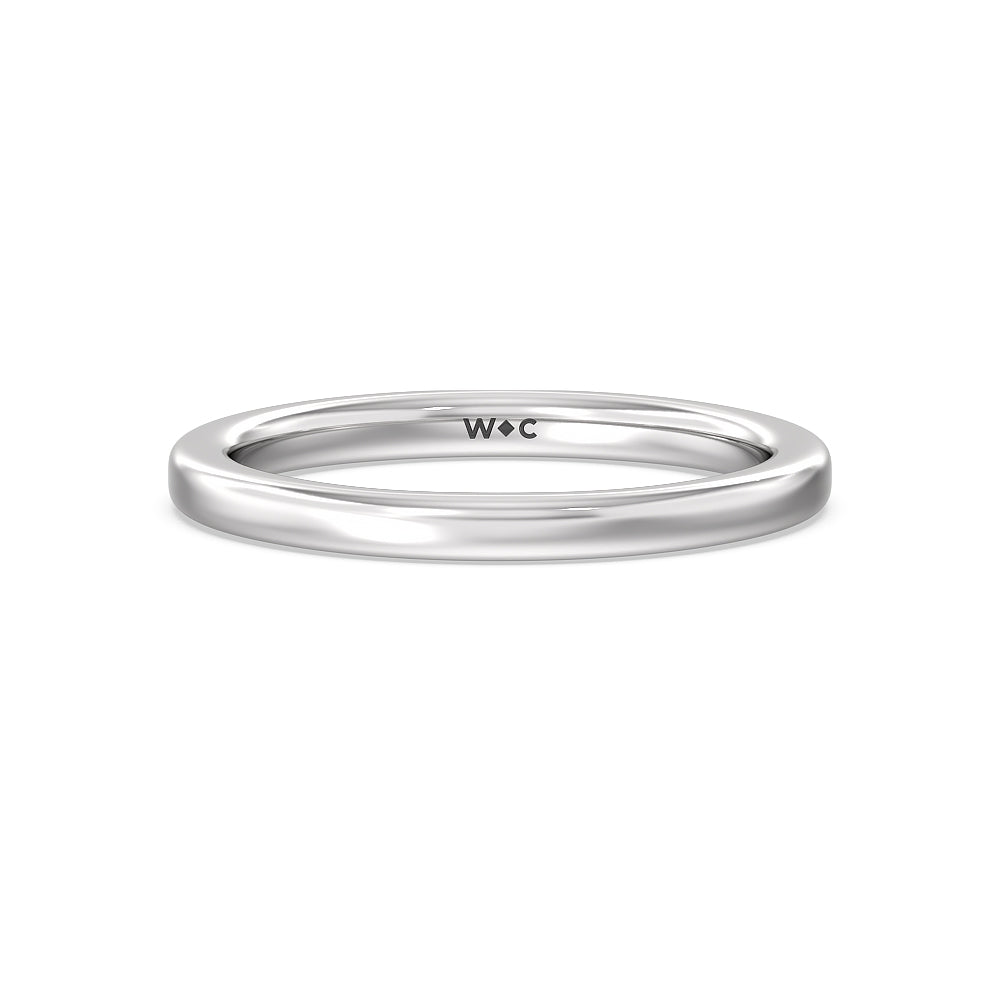 Fine Line Hidden Halo Wedding Band with Platinum Cut Diamond in 14KT Platinum view 1
