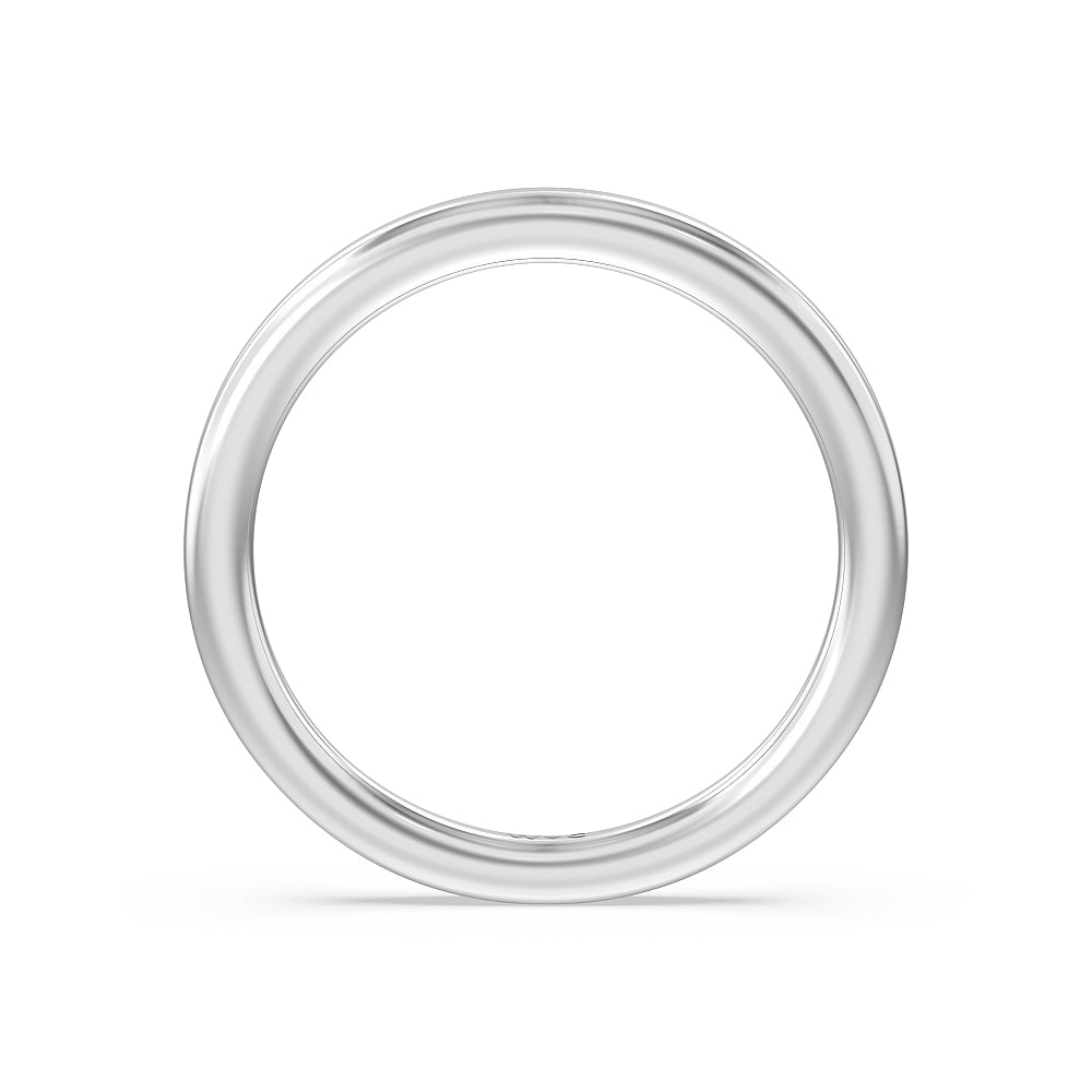 Fine Line Hidden Halo Wedding Band with Platinum Cut Diamond in 14KT Platinum view 2
