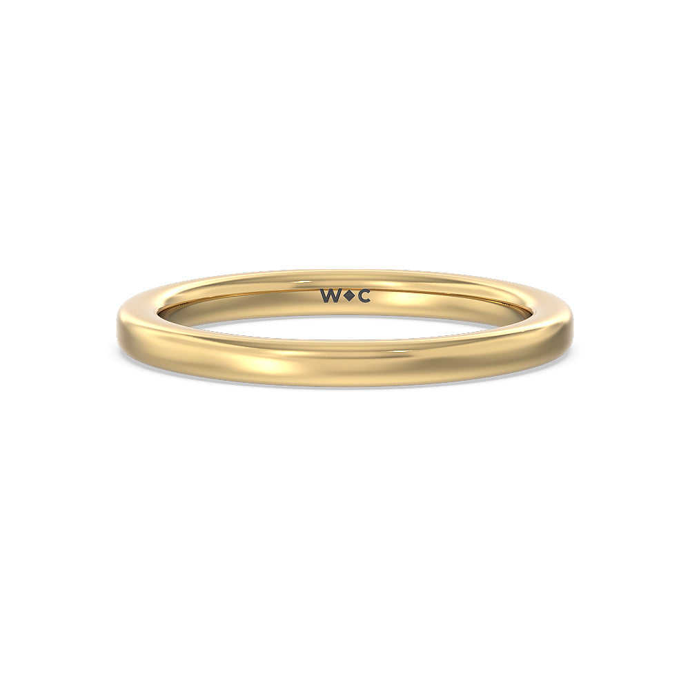 Fine Line Hidden Halo Wedding Band with 18KT Yellow Gold Cut Diamond in 14KT Yellow Gold view 1
