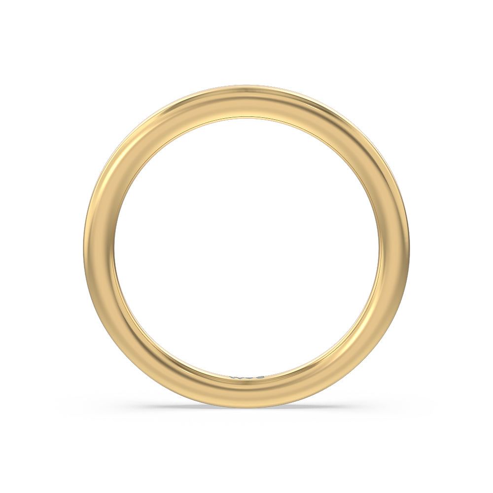 Fine Line Hidden Halo Wedding Band with 18KT Yellow Gold Cut Diamond in 14KT Yellow Gold view 2
