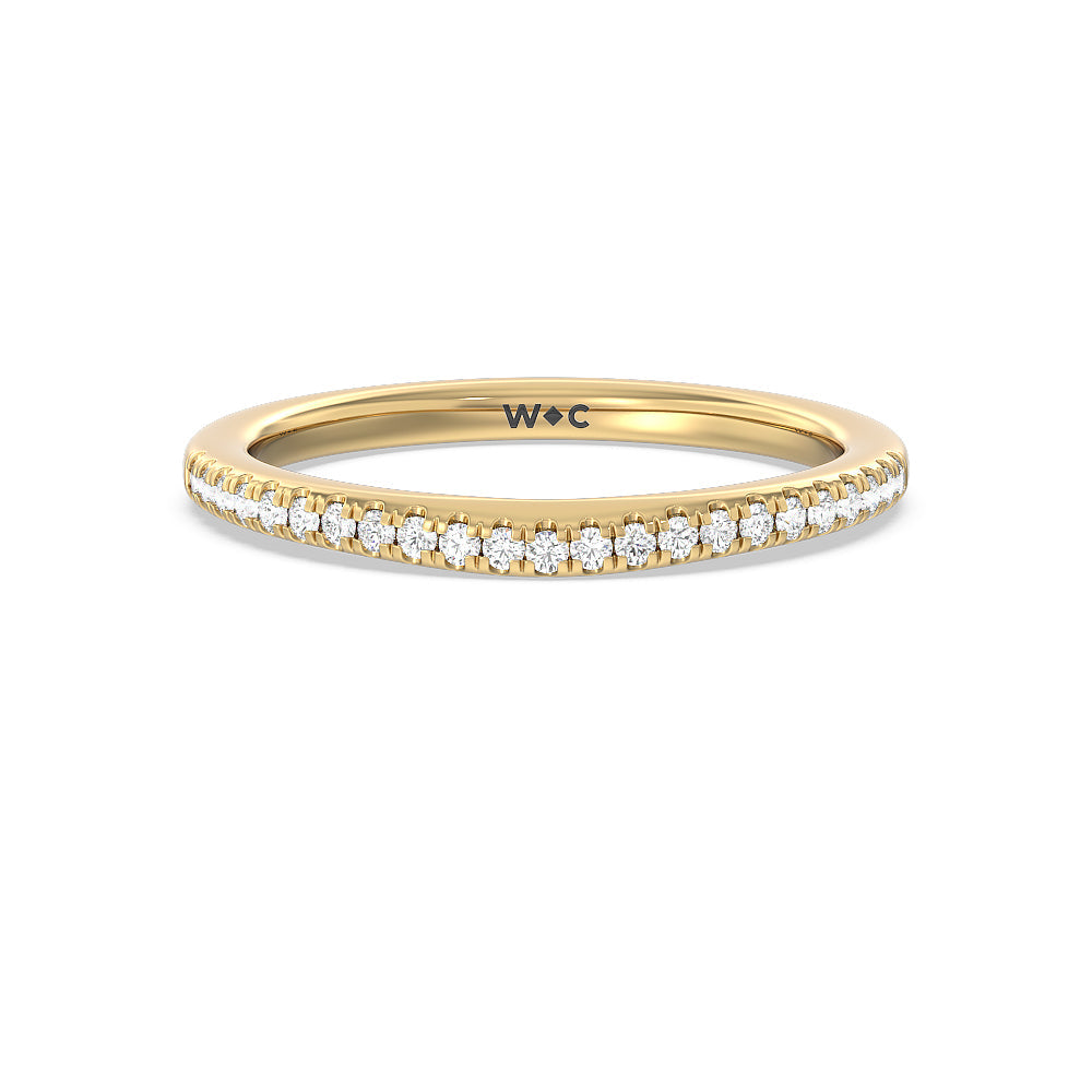 Fine Line Pave Diamond Wedding Band with 18KT Yellow Gold Cut Diamond in 14KT Yellow Gold view 1

