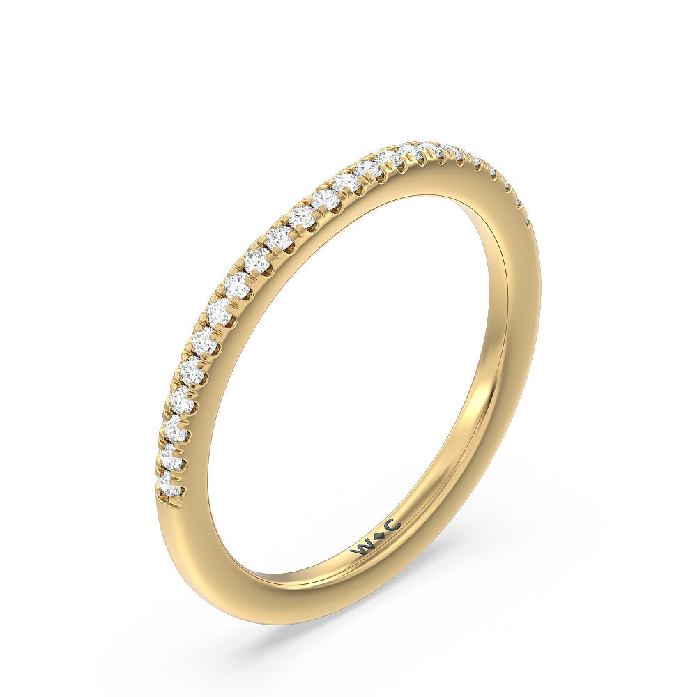 Fine Line Pave Diamond Wedding Band with 18KT Yellow Gold Cut Diamond in 14KT Yellow Gold view 4
