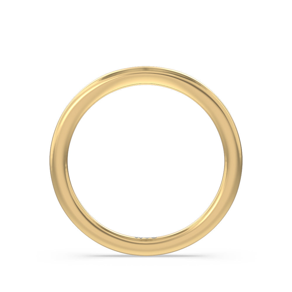 Fine Line Pave Wedding Band with 18KT Yellow Gold Cut Diamond in 14KT Yellow Gold view 2
