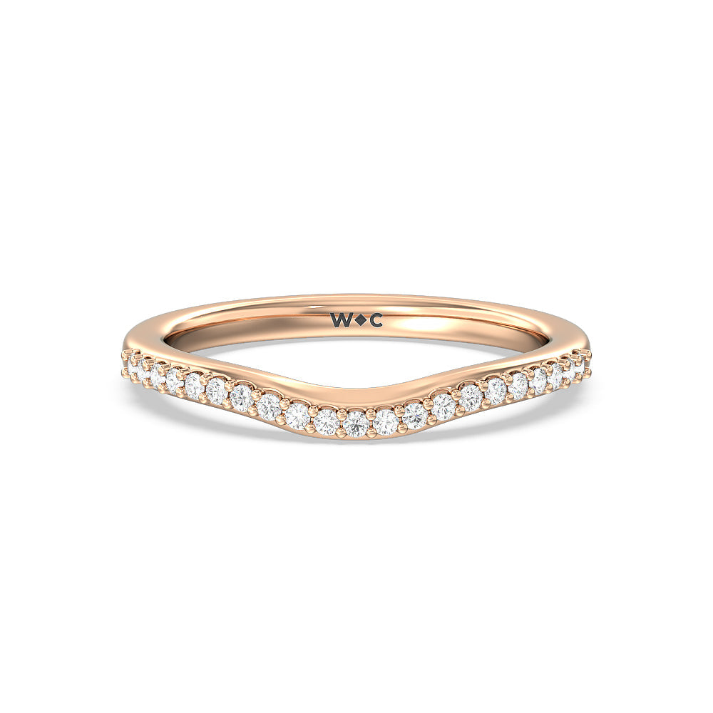 Diamond Collar Fine Line Diamond Wedding Band with 18KT Rose Gold Cut Diamond in 14KT Rose Gold view 1
