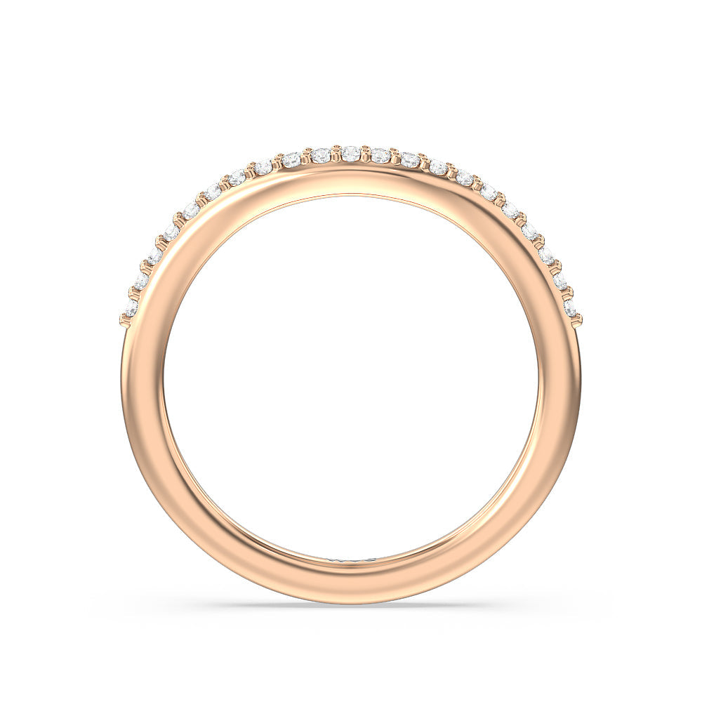 Diamond Collar Fine Line Diamond Wedding Band with 18KT Rose Gold Cut Diamond in 14KT Rose Gold view 2
