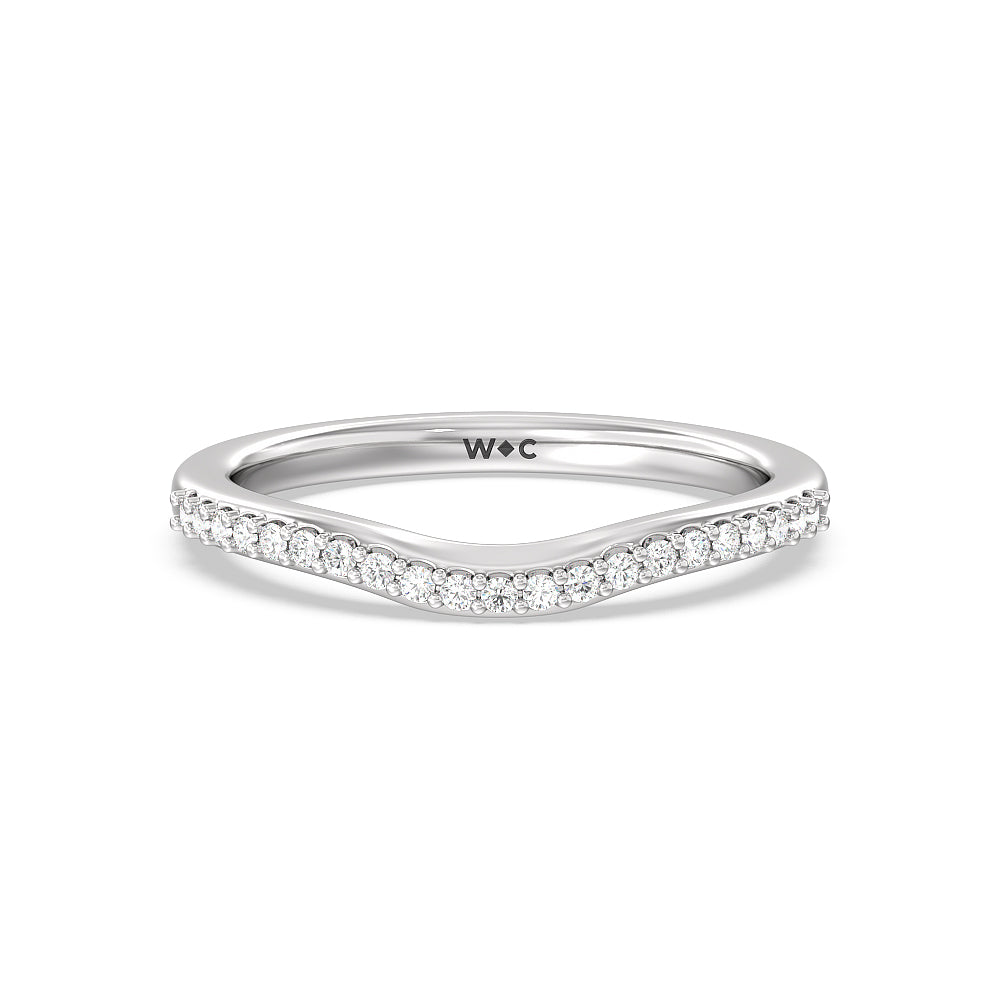 Diamond Collar Fine Line Diamond Wedding Band with Platinum Cut Diamond in 14KT Platinum view 1
