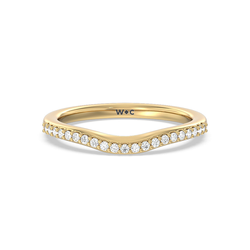 Diamond Collar Fine Line Diamond Wedding Band with 18KT Yellow Gold Cut Diamond in 14KT Yellow Gold view 1
