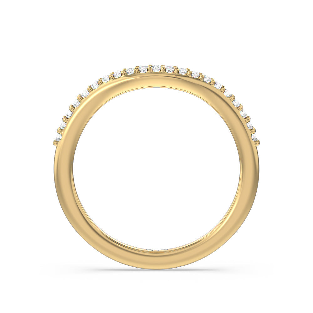 Diamond Collar Fine Line Diamond Wedding Band with 18KT Yellow Gold Cut Diamond in 14KT Yellow Gold view 2
