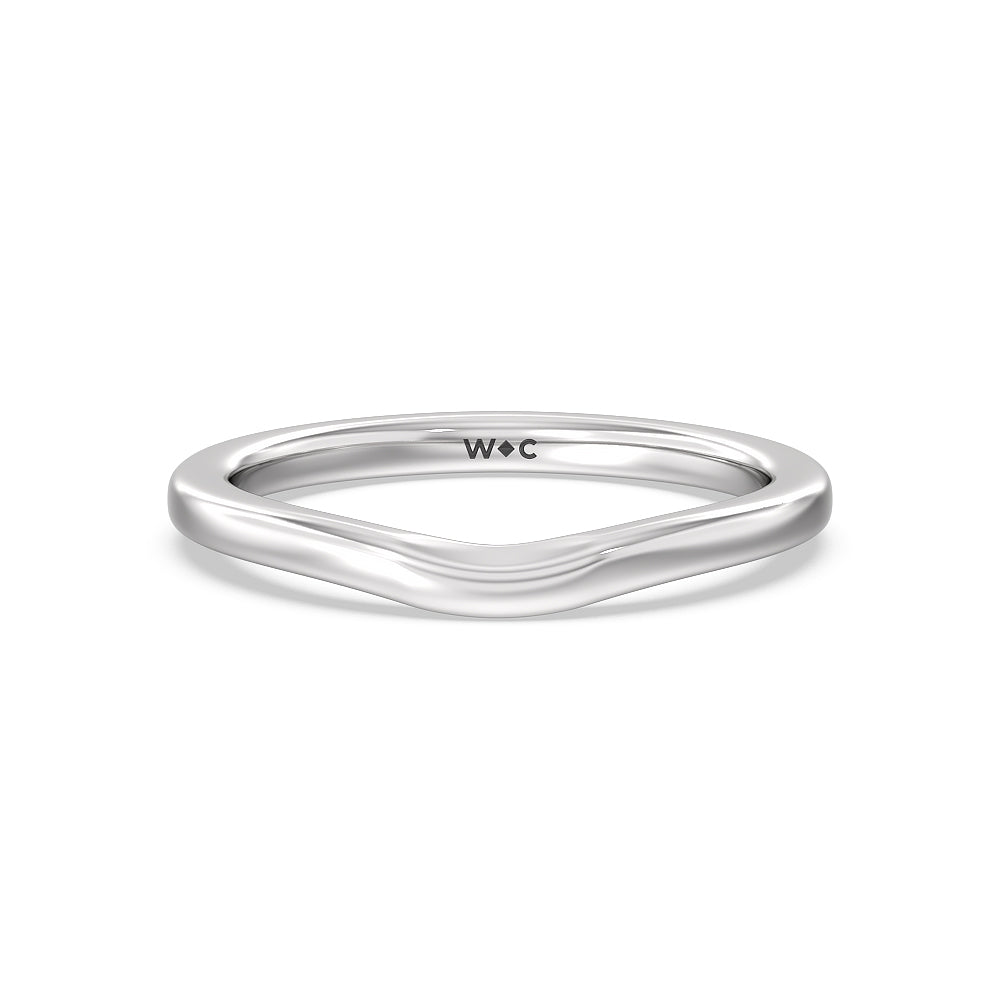Collar Fine Line Wedding Band with Platinum Cut Diamond in 14KT Platinum view 1
