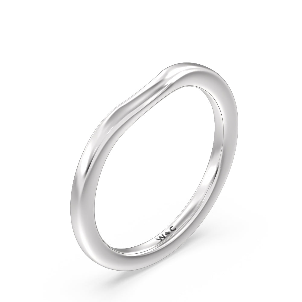 Collar Fine Line Wedding Band with Platinum Cut Diamond in 14KT Platinum view 4
