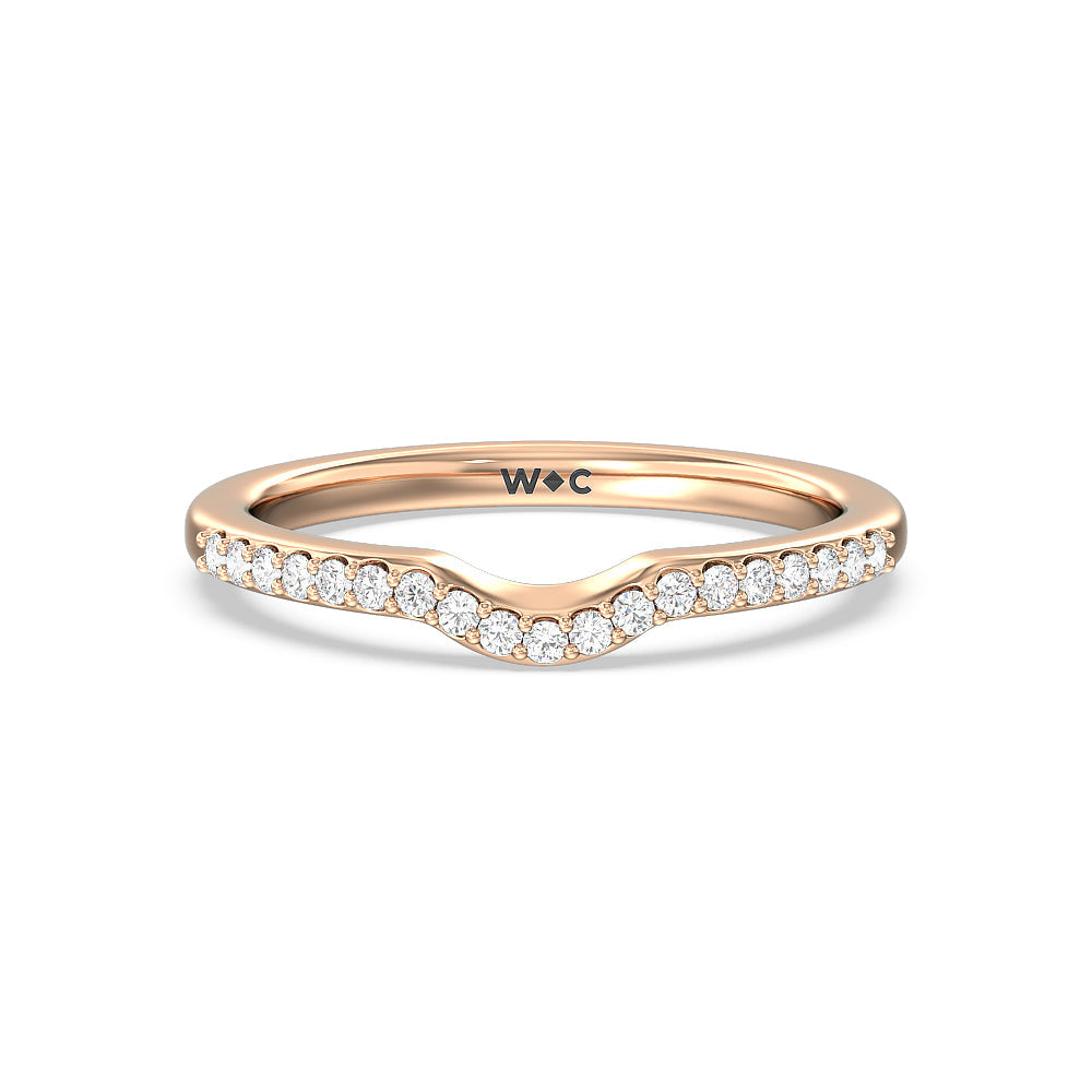Fine Line Cathedral Diamond Wedding Band with 18KT Rose Gold Cut Diamond in 14KT Rose Gold view 1
