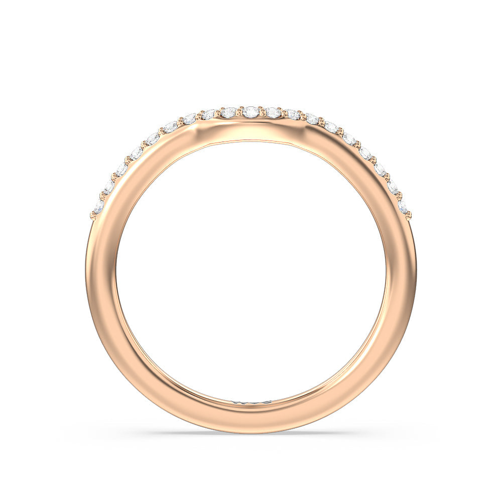 Fine Line Cathedral Diamond Wedding Band with 18KT Rose Gold Cut Diamond in 14KT Rose Gold view 2

