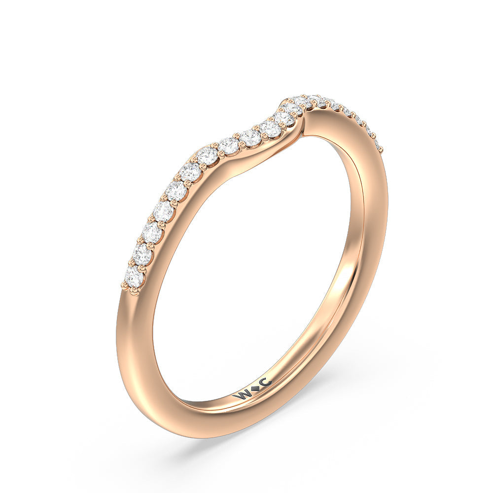 Fine Line Cathedral Diamond Wedding Band with 18KT Rose Gold Cut Diamond in 14KT Rose Gold view 4
