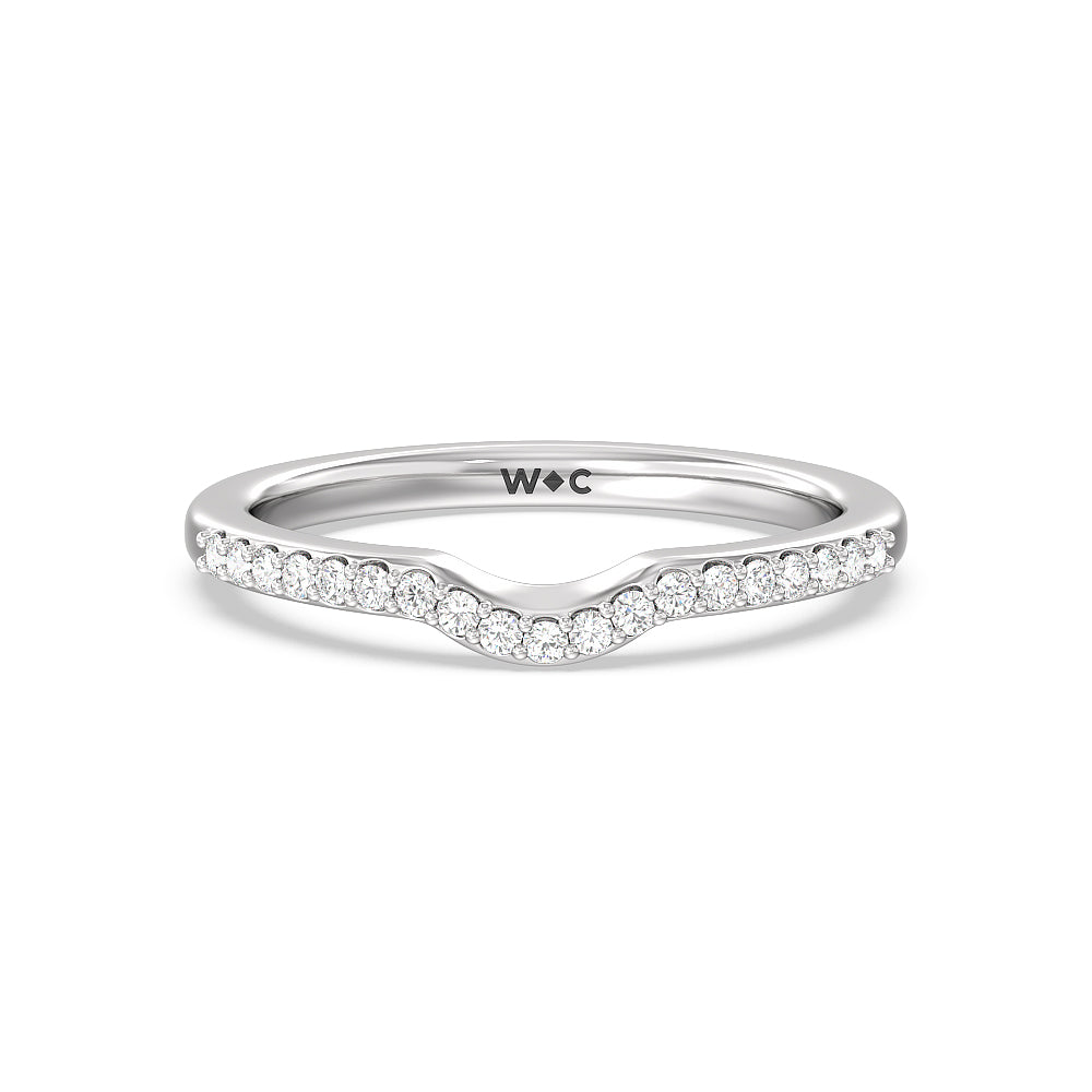 Fine Line Cathedral Diamond Wedding Band with Platinum Cut Diamond in 14KT Platinum view 1

