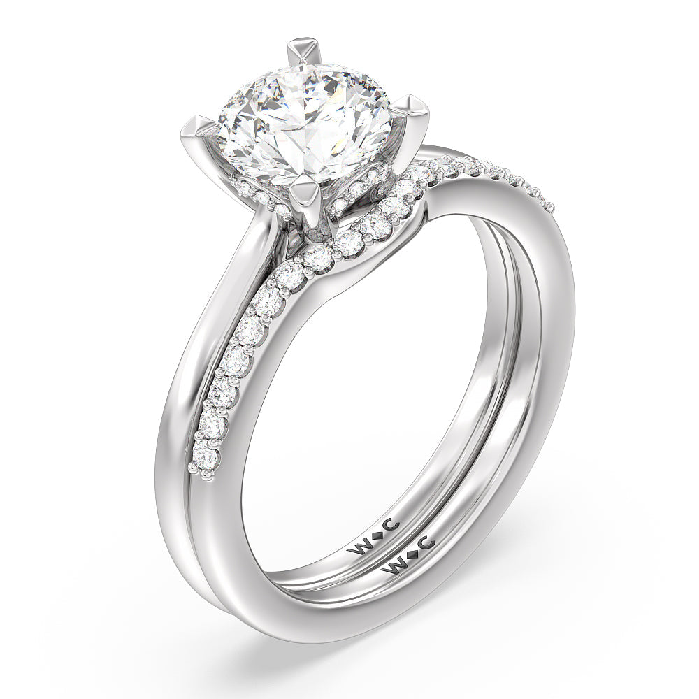 Oval Cut Fine Line Cathedral Solitaire Engagement Ring with Lab Grown Diamond in 14KT White & Rose Gold view 4
