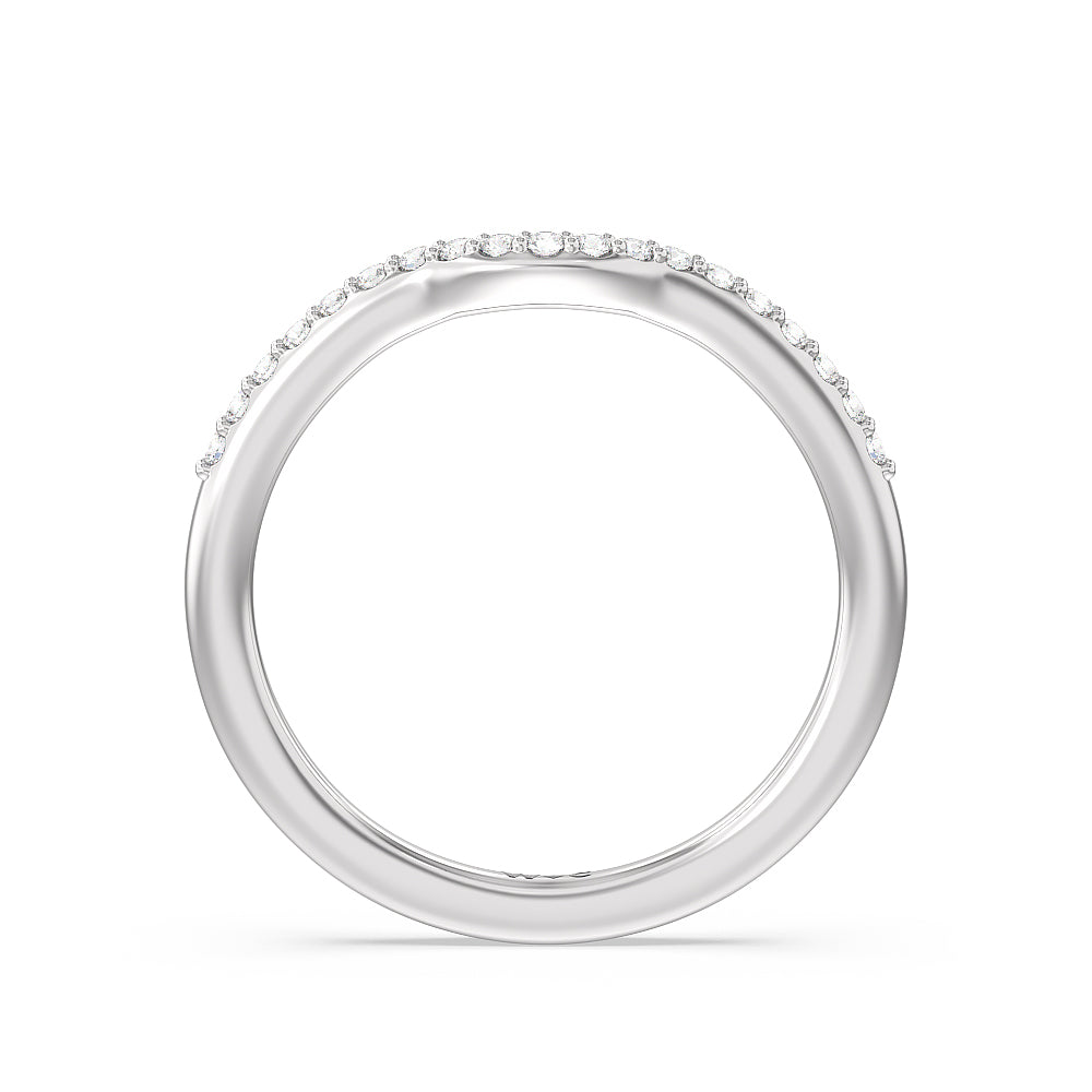 Fine Line Cathedral Diamond Wedding Band with Platinum Cut Diamond in 14KT Platinum view 2
