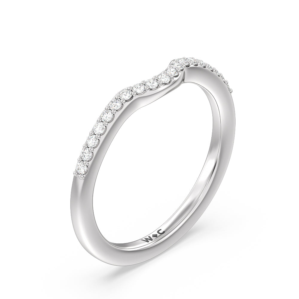 Fine Line Cathedral Diamond Wedding Band with Platinum Cut Diamond in 14KT Platinum view 4
