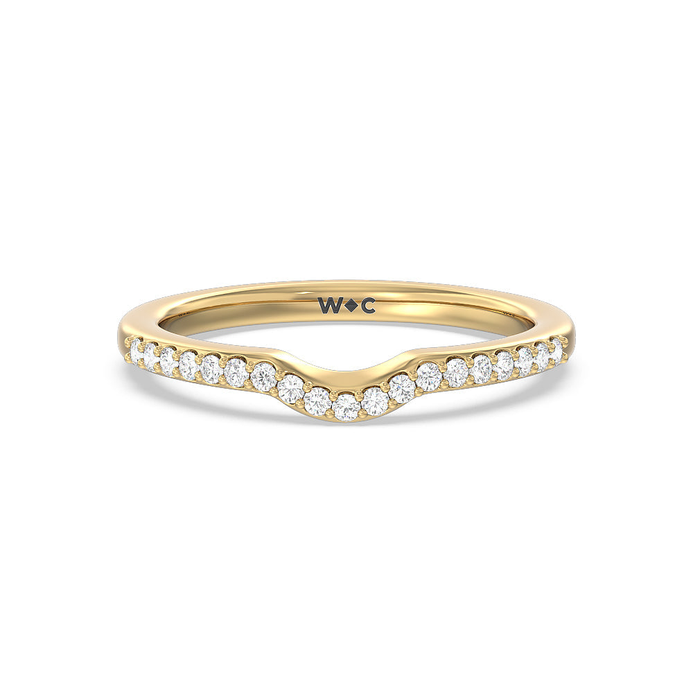 Fine Line Cathedral Diamond Wedding Band with 18KT Yellow Gold Cut Diamond in 14KT Yellow Gold view 1
