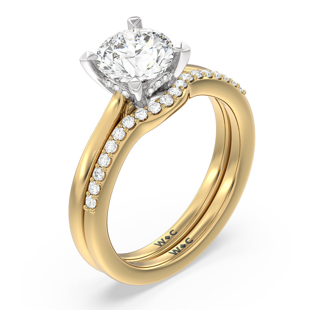 Oval Cut Fine Line Cathedral Solitaire Engagement Ring with Lab Grown Diamond in 14KT White & Rose Gold view 5

