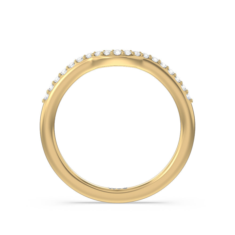 Fine Line Cathedral Diamond Wedding Band with 18KT Yellow Gold Cut Diamond in 14KT Yellow Gold view 2
