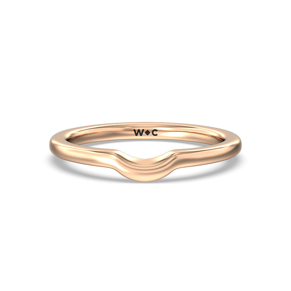 Fine Line Cathedral Wedding Band with 18KT Rose Gold Cut Diamond in 14KT Rose Gold view 1
