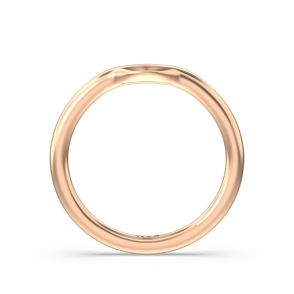 Fine Line Cathedral Wedding Band with 18KT Rose Gold Cut Diamond in 14KT Rose Gold view 2
