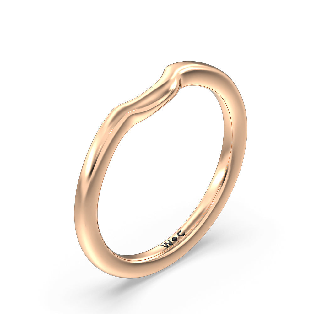 Fine Line Cathedral Wedding Band with 18KT Rose Gold Cut Diamond in 14KT Rose Gold view 4
