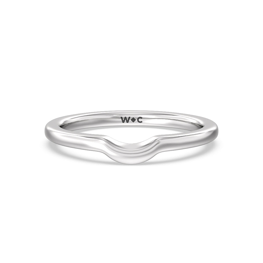 Fine Line Cathedral Wedding Band with Platinum Cut Diamond in 14KT Platinum view 1
