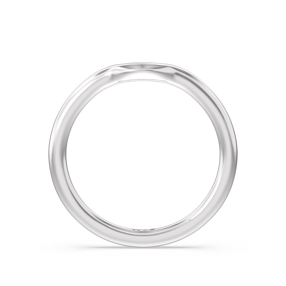 Fine Line Cathedral Wedding Band with Platinum Cut Diamond in 14KT Platinum view 2
